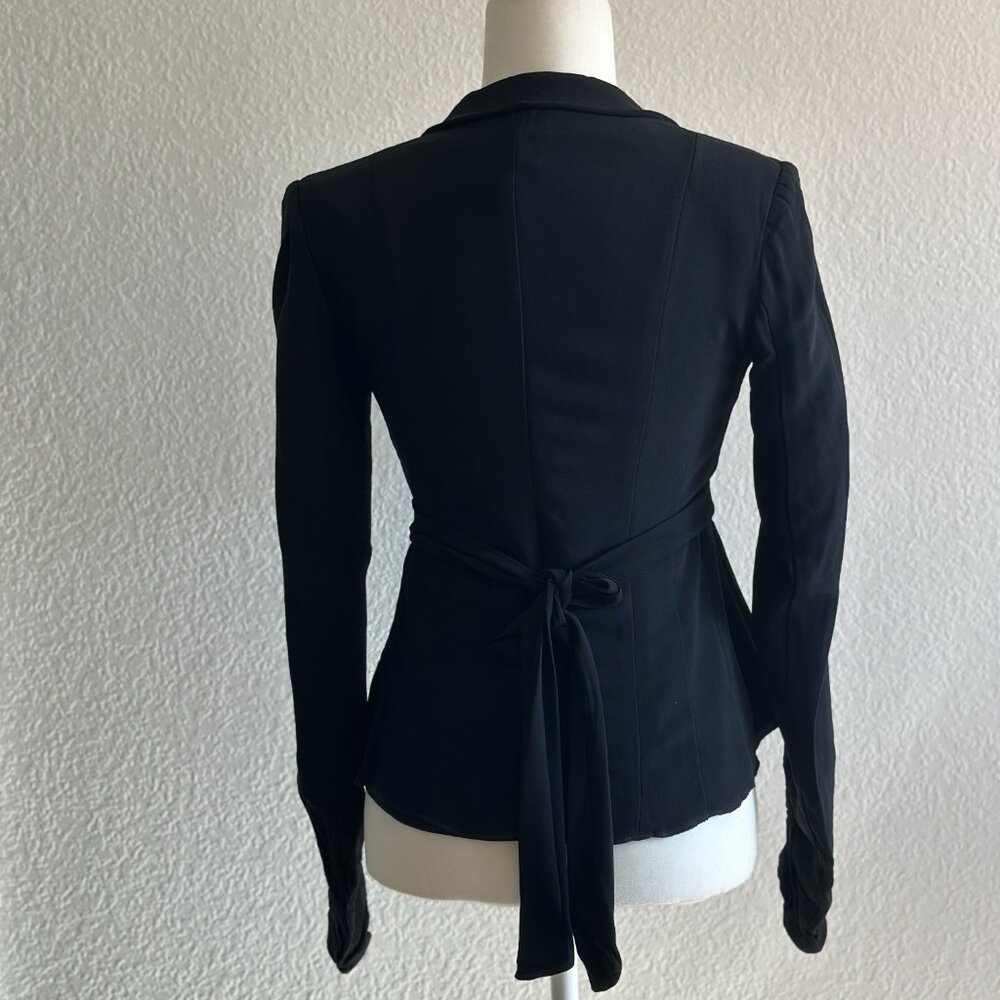 Paola Frani Black Draped Peplum Blouse – Made in Italy – Size 6 (IT 38) - Picture 5 of 10